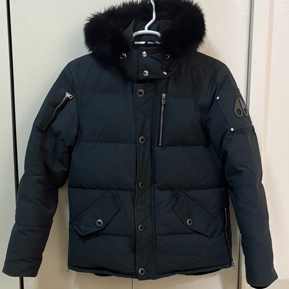 MOOSE KNUCKLES Original Shearling Men's Black Puffer Jacket with Fur Hood Size M